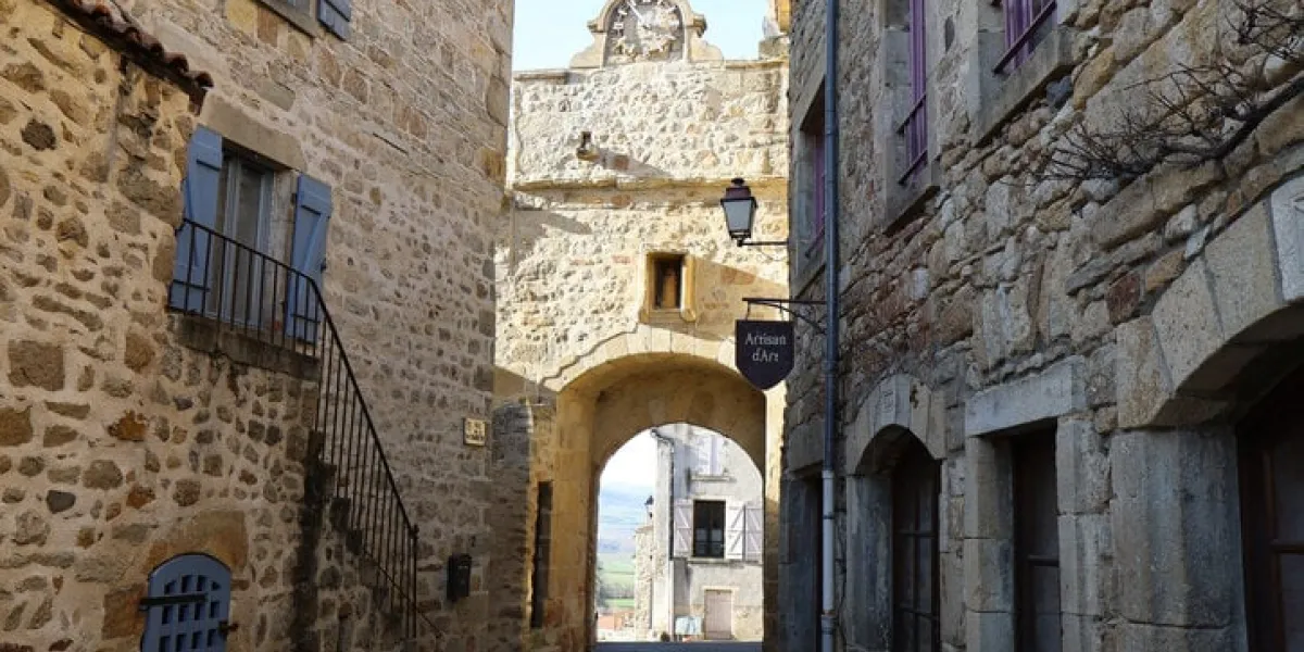 town gate, village of montpeyroux, department of puy de dome, france