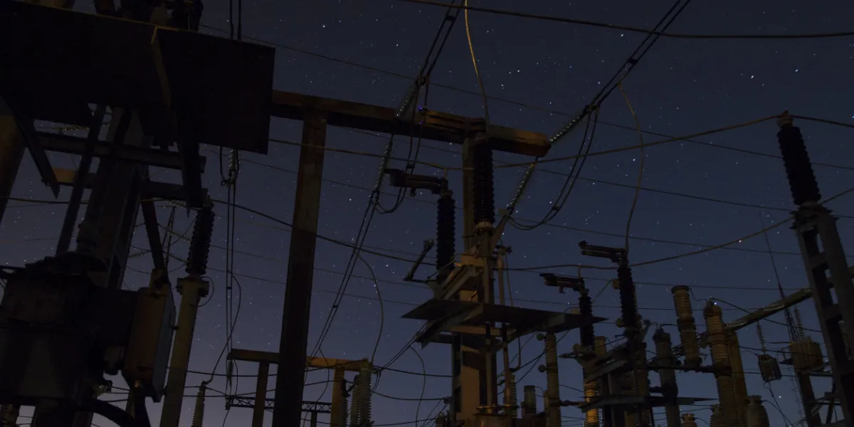 electrical substation at night on long exposure shot