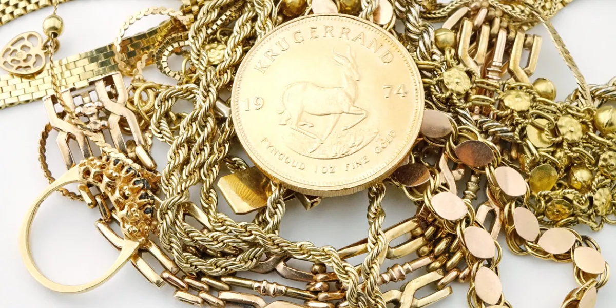 vintage jewelry with old gold coin krugerrand