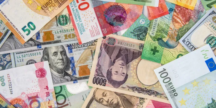 world banknotes collection in rows as background