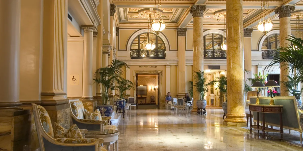 entrance lobby of a luxurious hotel