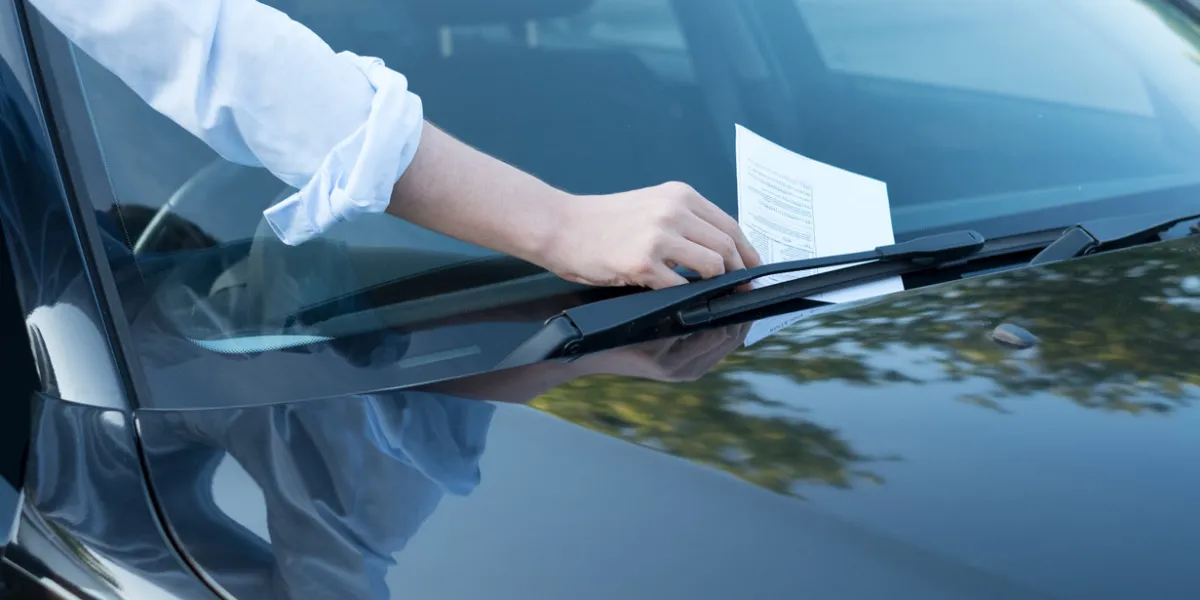 parking violation ticket fine on the windshield