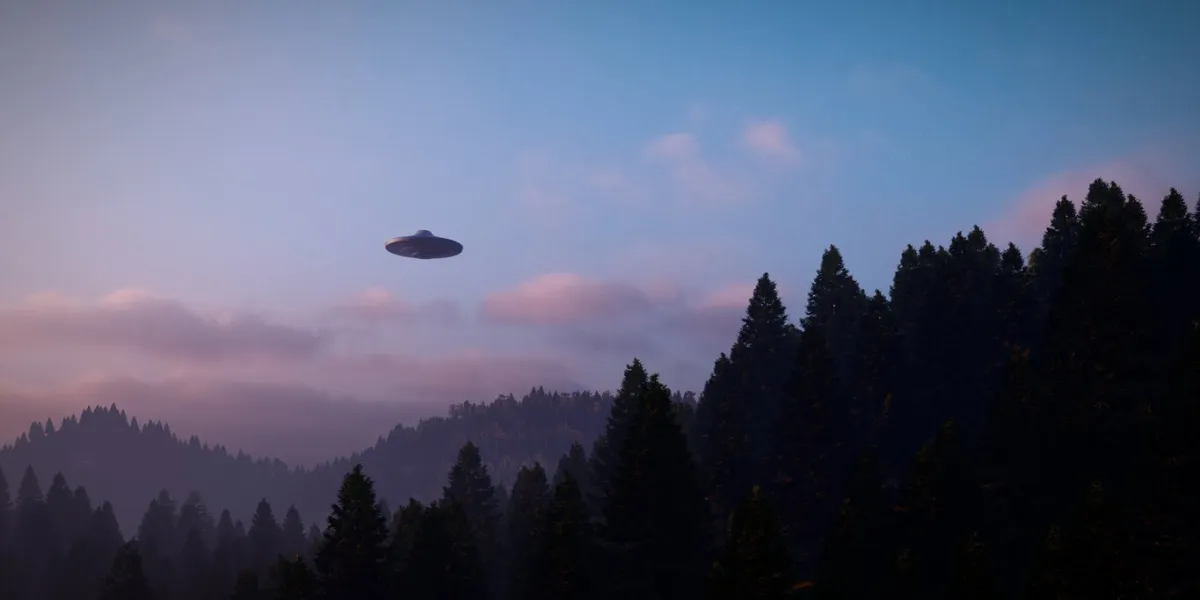 3d illustration ufo over the mountains