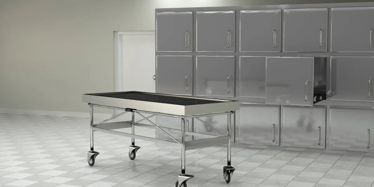 3d rendering of a macabre autopsy room