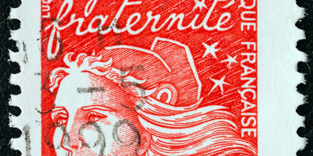 france - circa 2001  a stamp printed in france shows marianne type luquet, circa