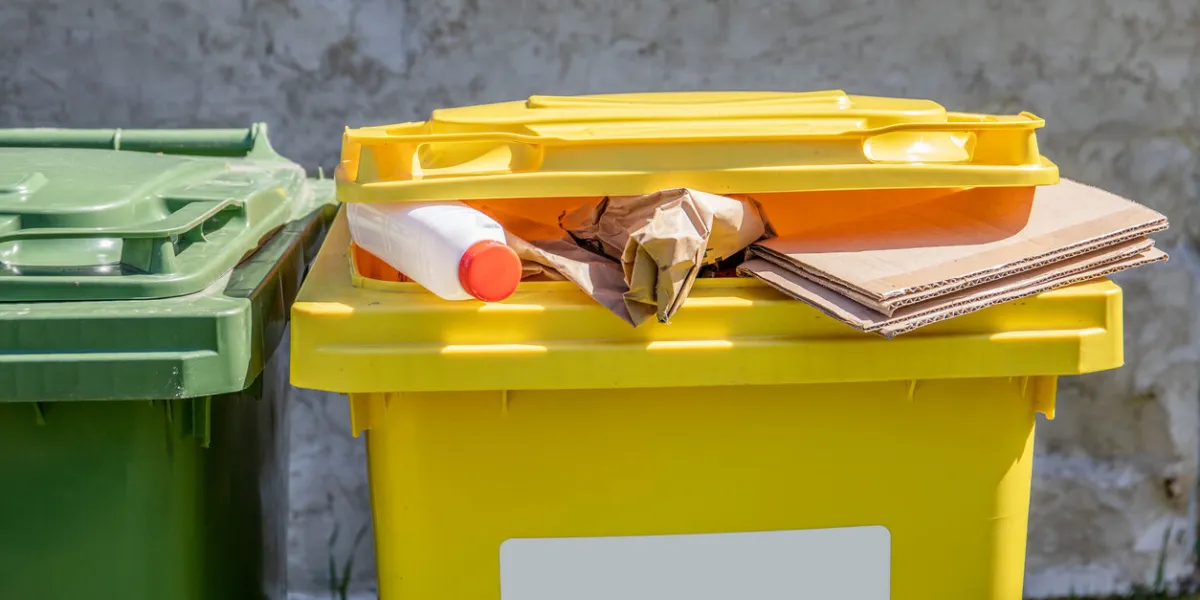 overfilled sorted waste container waste collection and recycling