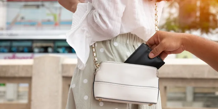 the robber hand man stole the wallet of a female tourist