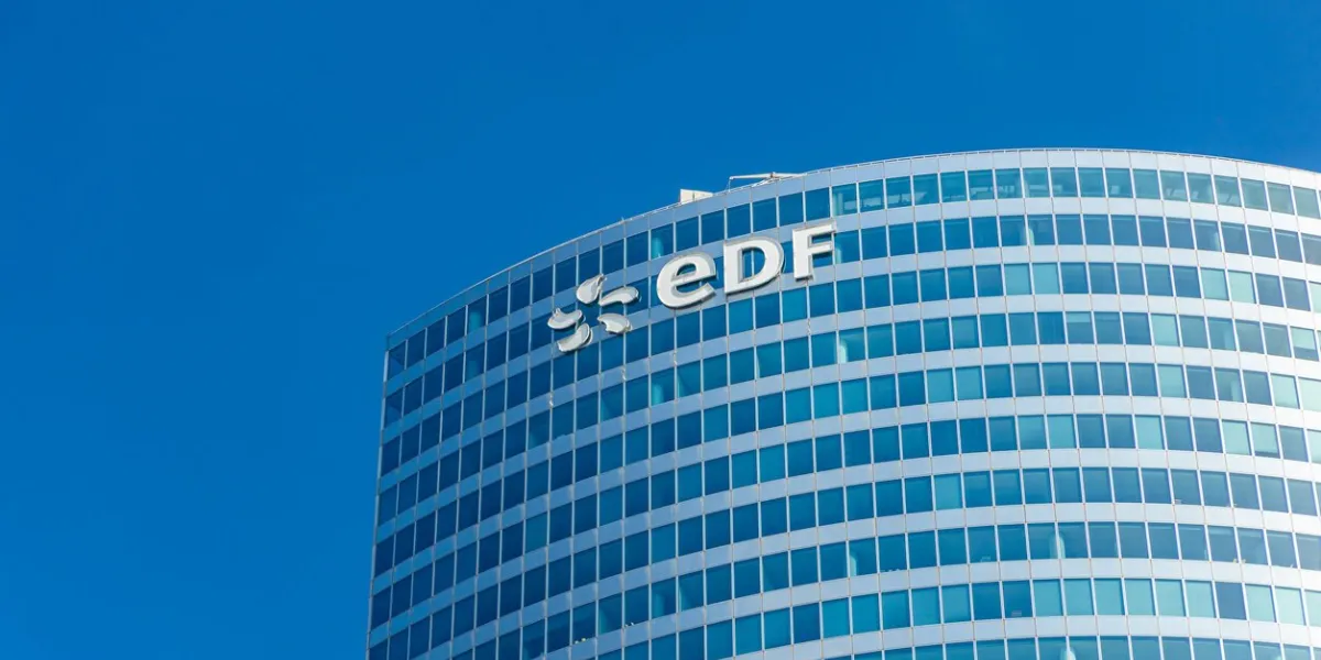 edf tower in la defense business district in paris, france