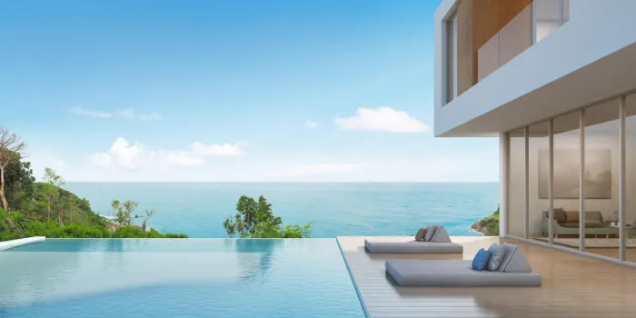 rendu 3d du bâtiment et de la piscine