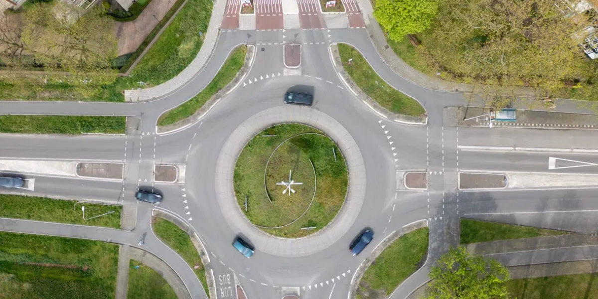 top view of a large roundabout in putten in the netherlands