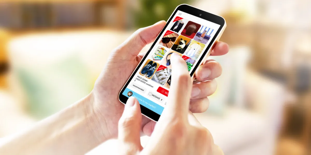 image of using flea market app indoors