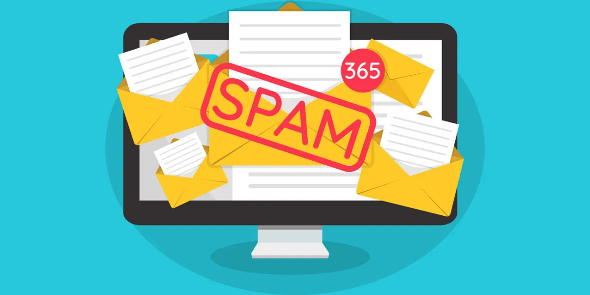 spamming mailbox concept, a lot of emails on the screen of a monitor email box hacking, spam warning vector illustration