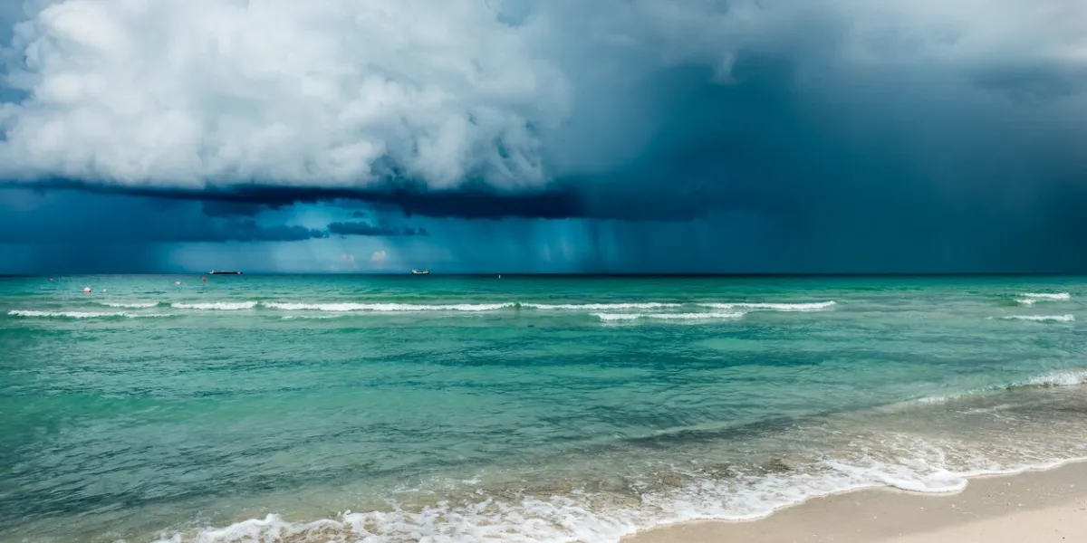 hurricane in florida clouds of storm over the ocean miami beach