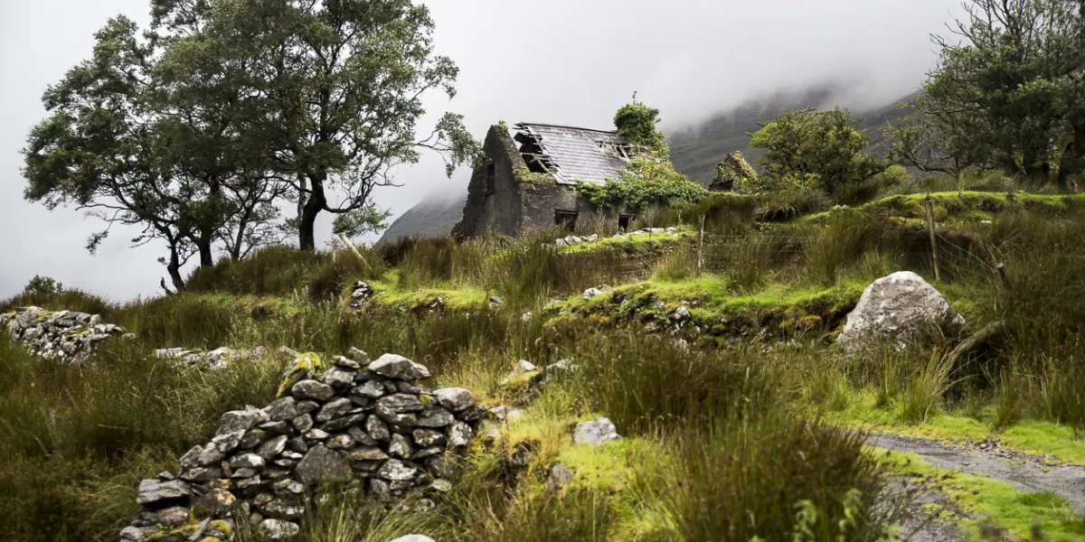 it was a wet day in the black valley co kerry and the low clouds are seen in the background of this photo