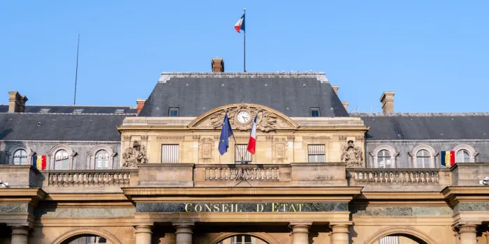 paris, france - february 09 2020  french council of state (conseil d'etat) located in the palais royal - paris, france it is a french public institution created in 1799 by napoleon bonaparte