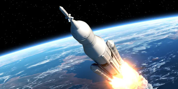 space launch system takes off 3d scene