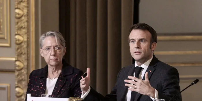 president macron at second plenary session of cnr - paris