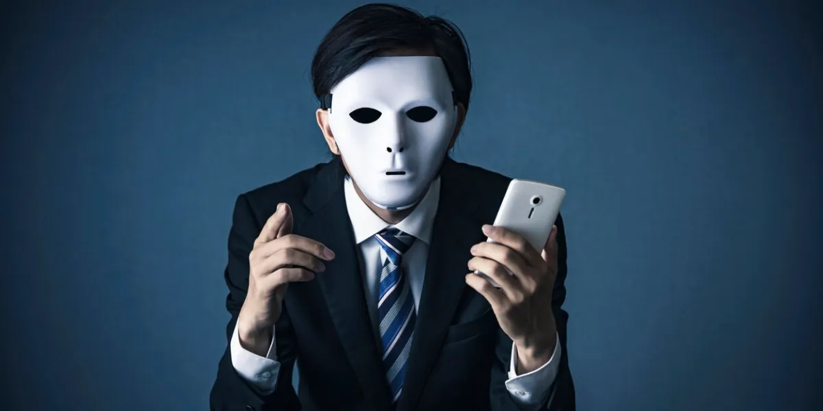 businessman with a white mask