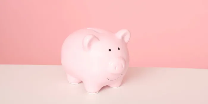 pink piggybank isolated on pink background