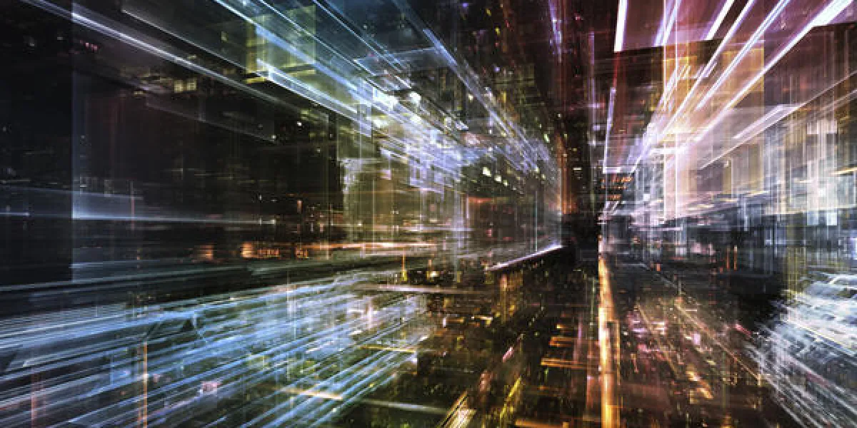 jeu de lumières de la ville interaction de textures technologiques fractales sur le thème de la science, la technologie, le design et l'imagination