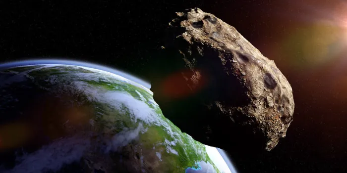 meteorite from outer space, falling toward planet earth, dramatic science fiction scene