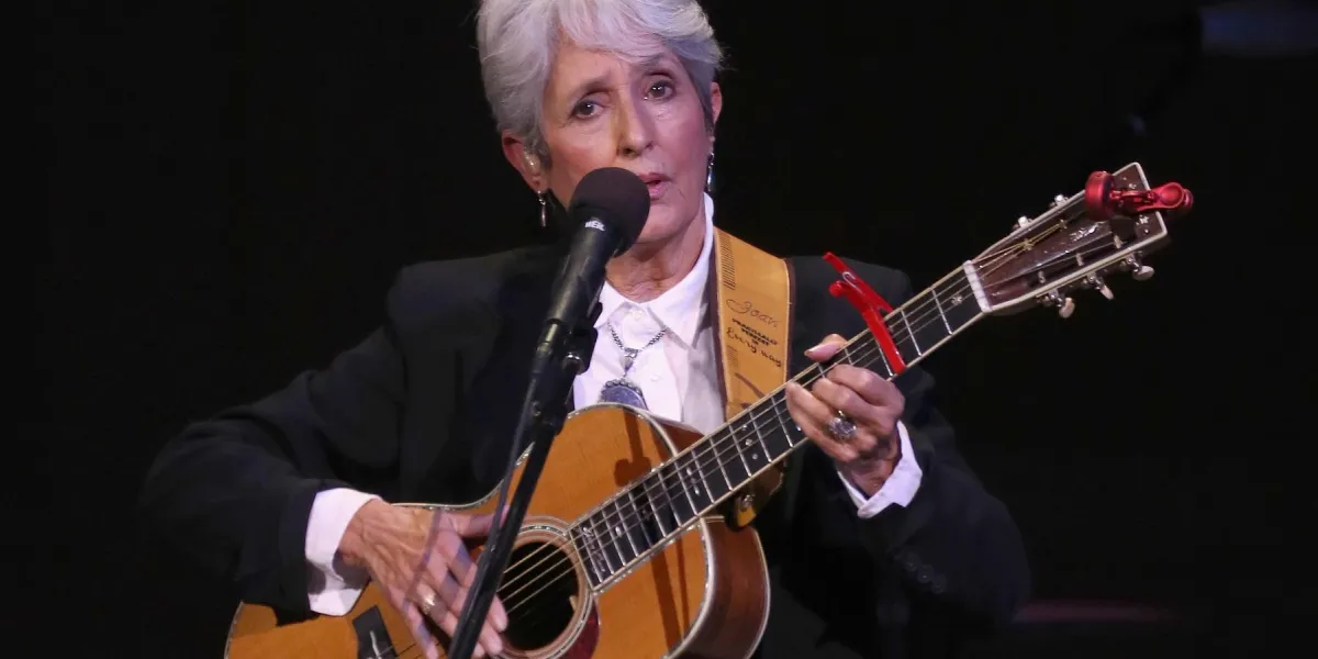 new york, ny - november 05  joan baez performs on stage during pathway to paris concert for climate action at carnegie hall on november 5, 2017 in new york city  kevin kane getty images for undp afp