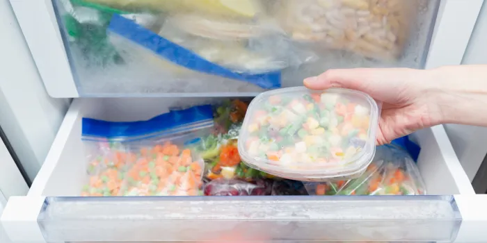frozen vegetables in a plastic bag healthy food storage concept