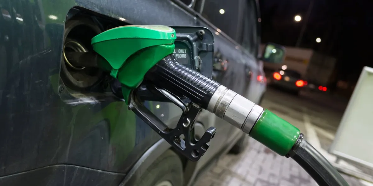 filling modern car with petrol at an automatic gas station