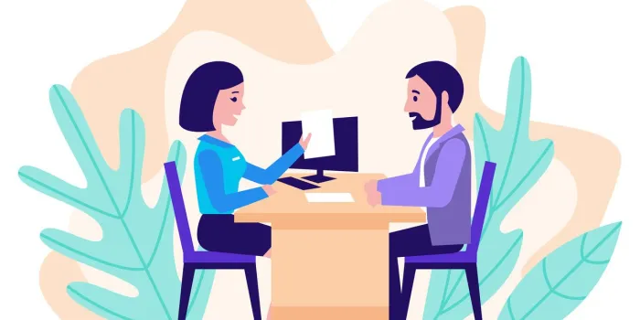 the loan processing the bank manager prepares the contract with the client financial advisor