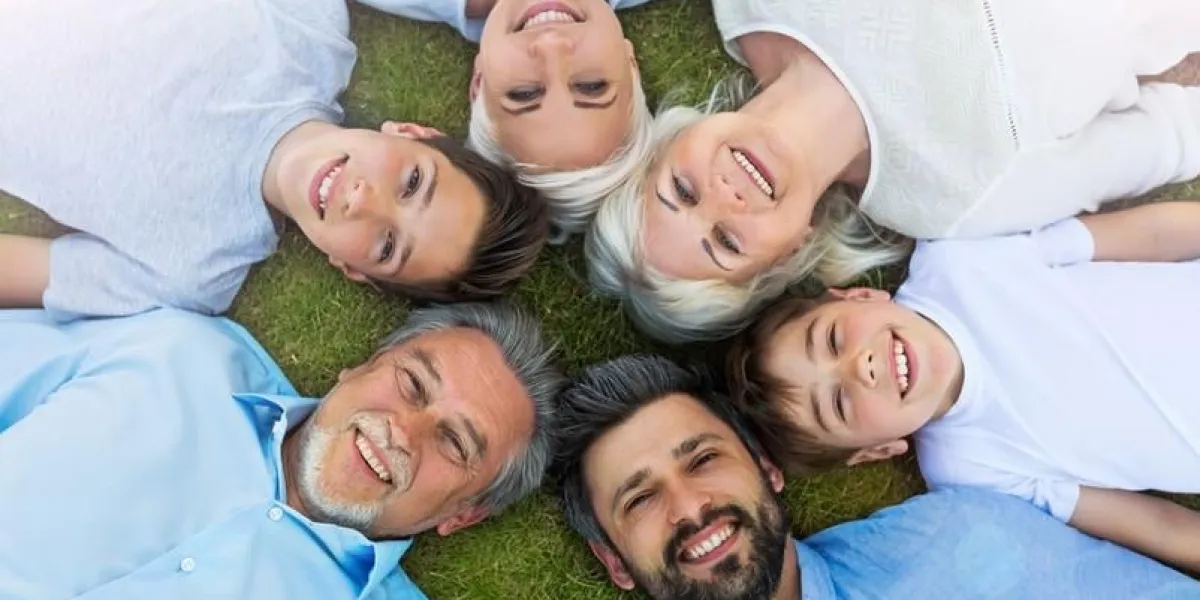 happy family outdoors, smiling