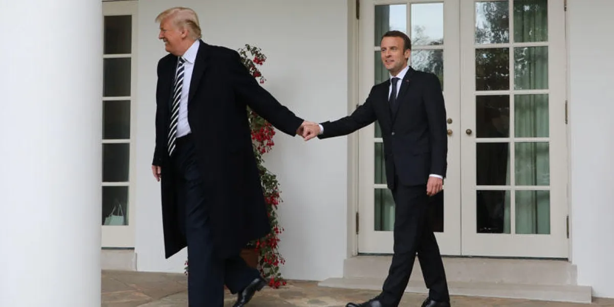afp pictures of the year 2018 --french president emmanuel macron (r) and us president donald trump walk to the oval office prior to a meeting at the white house in washington, dc, on april 24, 2018 (photo by ludovic marin   afp)