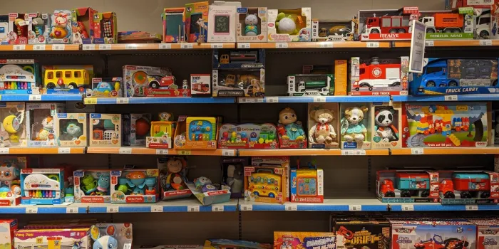 photo of children's toy rack at the store