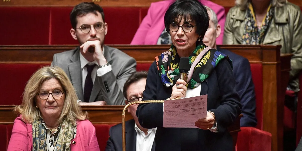 la députée française du groupe socialistes et apparentés christine pires beaune, s'exprime lors d'une séance de questions au gouvernement à l'assemblée nationale à paris le 14 février 2024 photo by firas abdullah abacapresscom