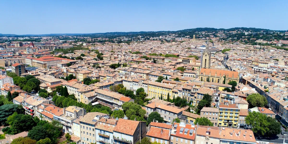aerial photo of aix en provence city center, in the bouches du rhone