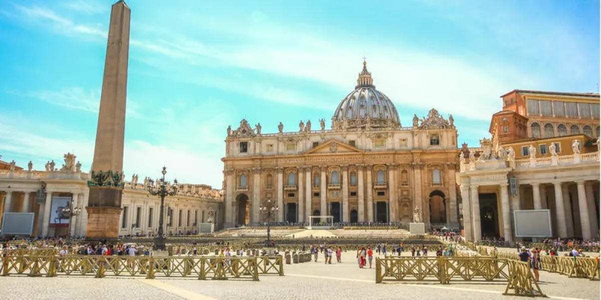 vatican, italy - may 07, 2015 - tourists were in saint peter's square to visit st peter's basilica in vatican city