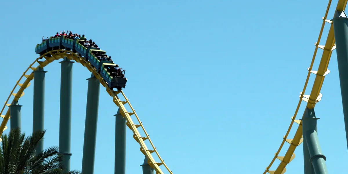 rollercoaster at six flags amusement park