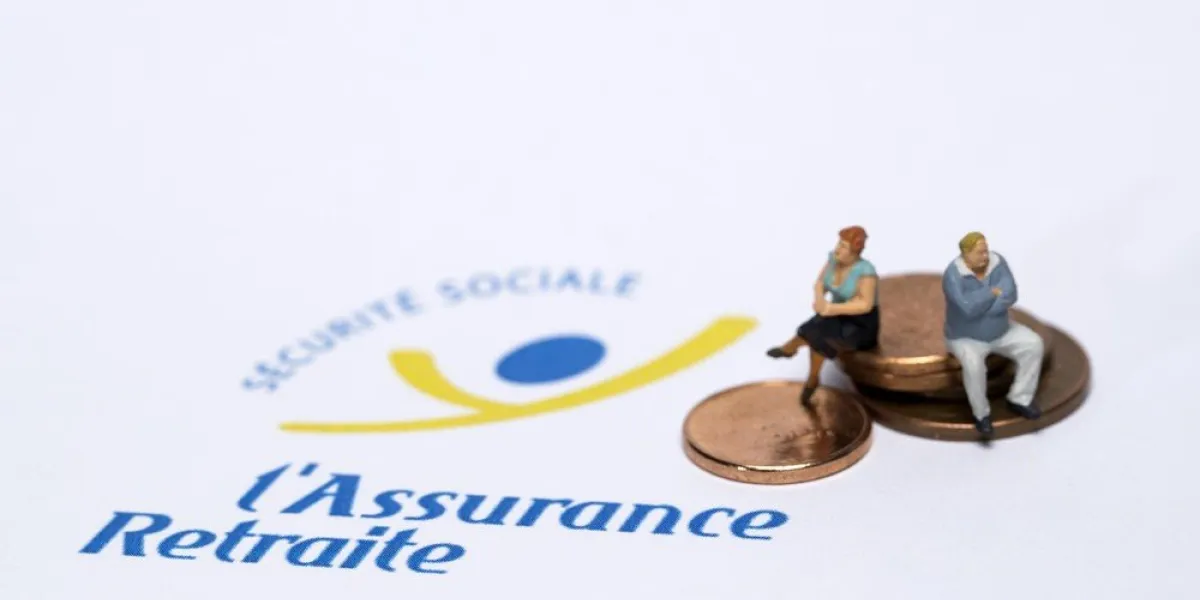 this picture shows figurines displayed next to euro cents and the logo of the pension insurance, on august 27, 2018 in paris (photo by joel saget   afp)