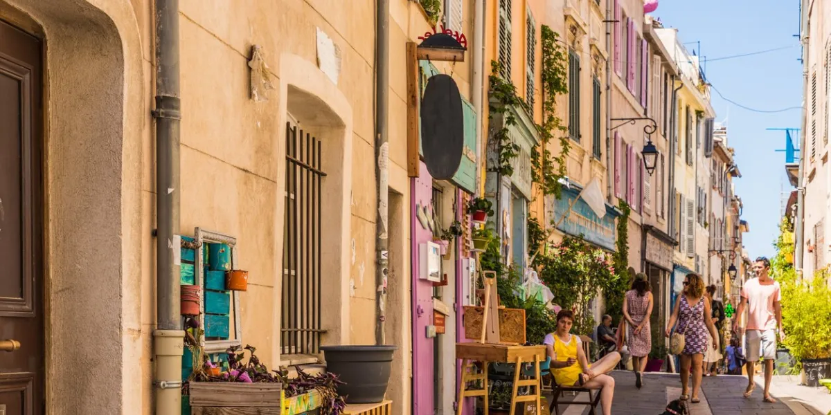 marseille france 22 june 2019 a street scene in the old town la panier in marseille in france