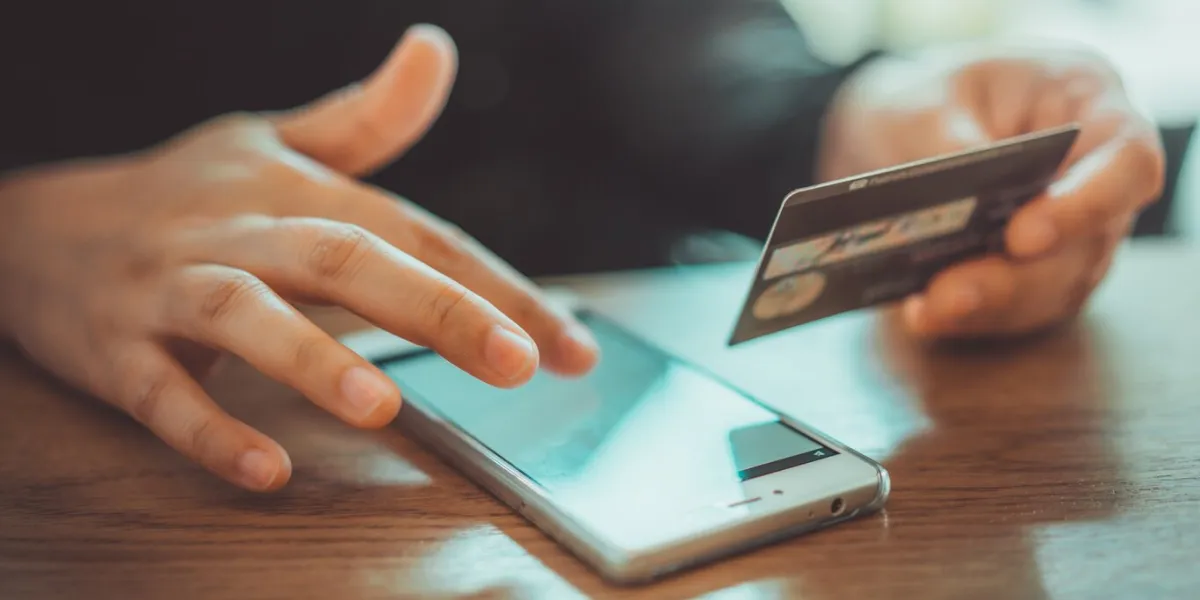 mobile pnone shopping online with a debit card