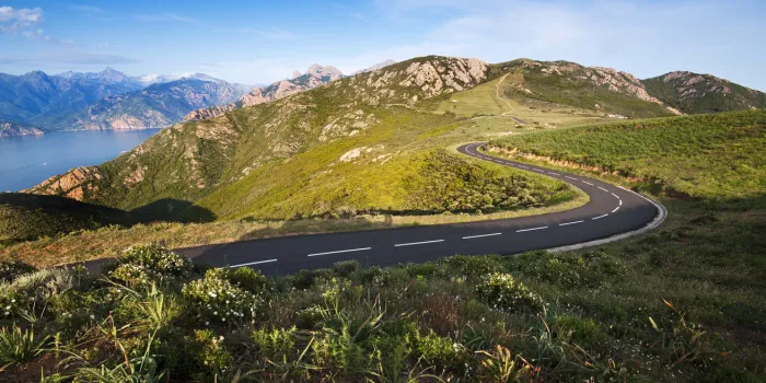 beautiful coastline road in corsica - france