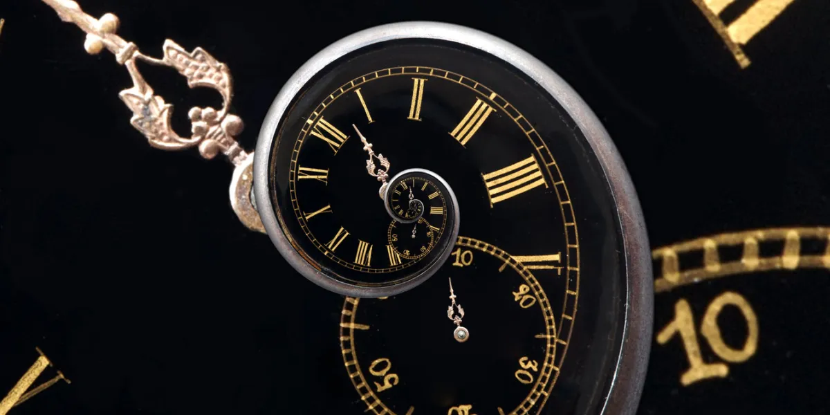 infinity time spiral,recursive twisted clock face