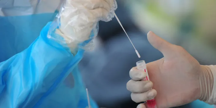 taking a swab for corona virus sample