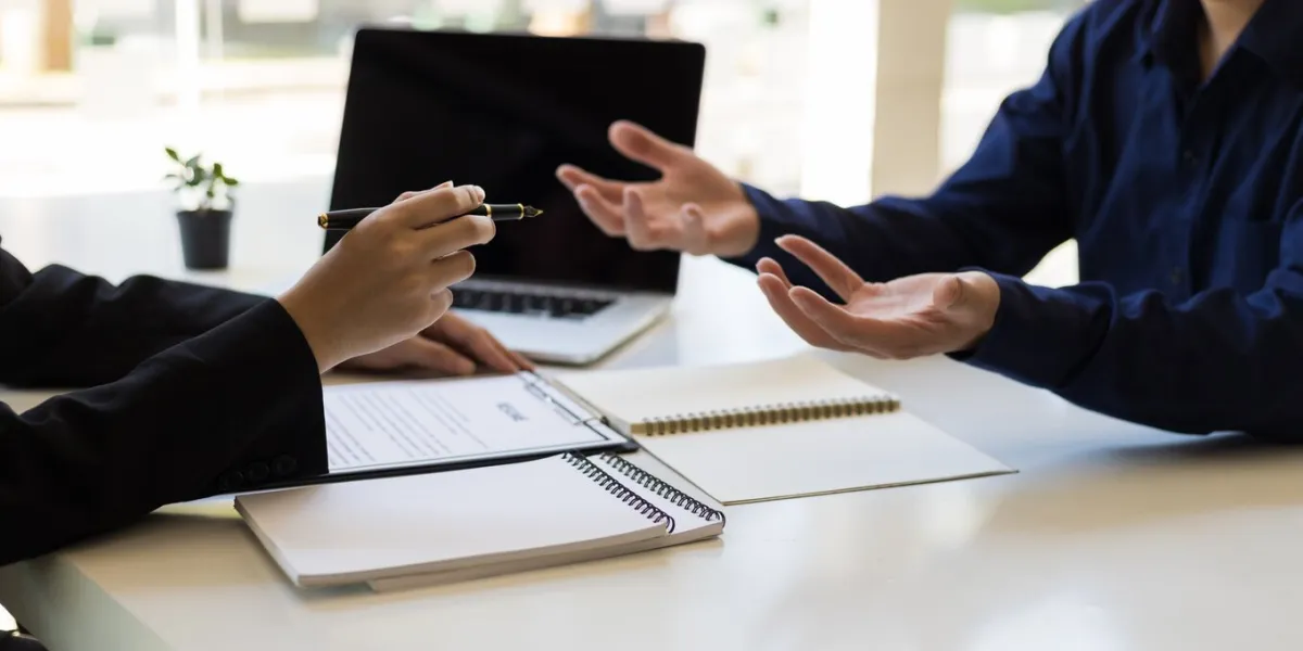 businessmen discussing job applications and taking interviews