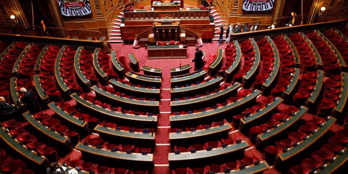 une vue de la salle d'assemblée du palais du luxembourg, siège du sénat français, le 3 mai 2023 à paris, france photo par jean-bernard vernier jbv news abacaprescom