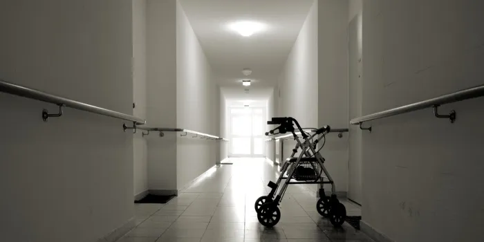 corridor with walker in a nursing home