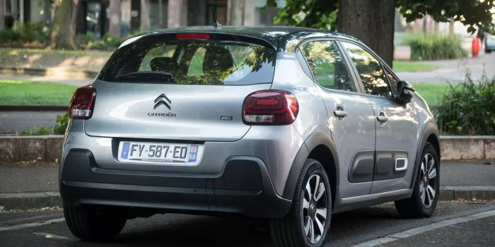 mulhouse - france - 27 may 2022 - rear view of grey citroen c3 air cross parked in the street