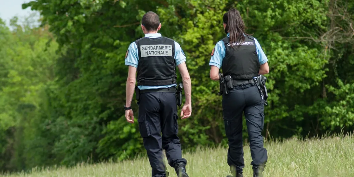 mulhouse - france - 29 april 2018 - french gendarmerie patrol with bulletproof vests in border forest