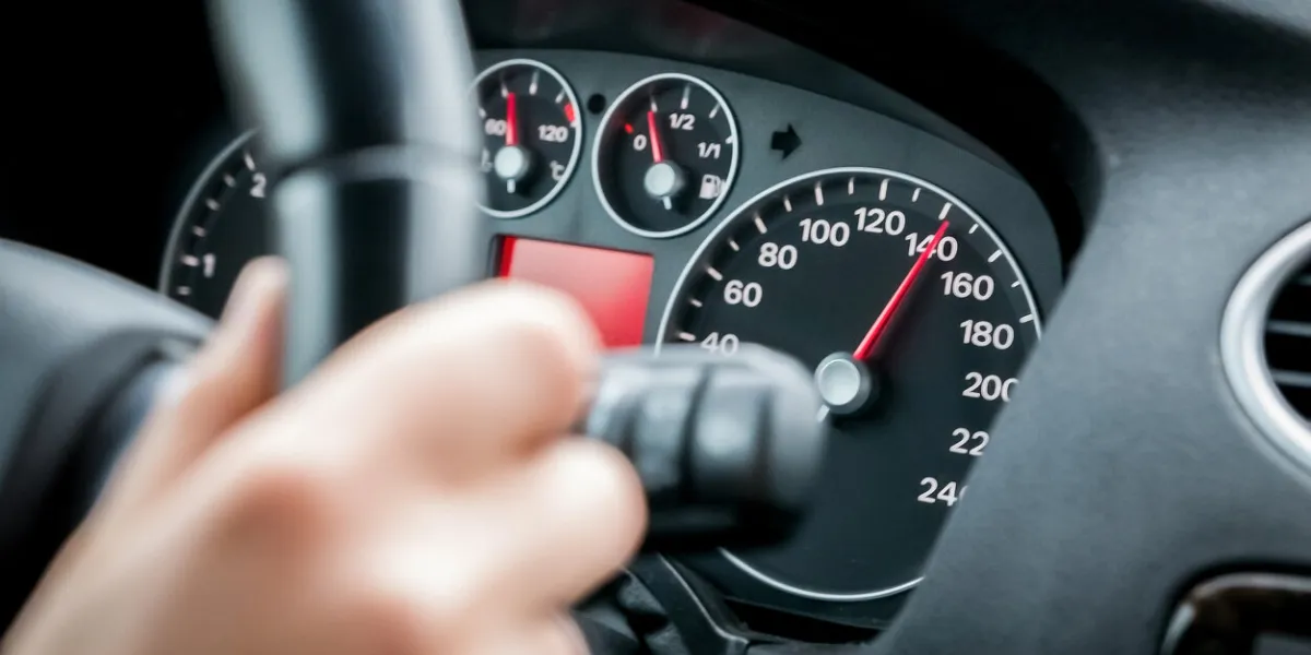 driving car at motorway at high speed