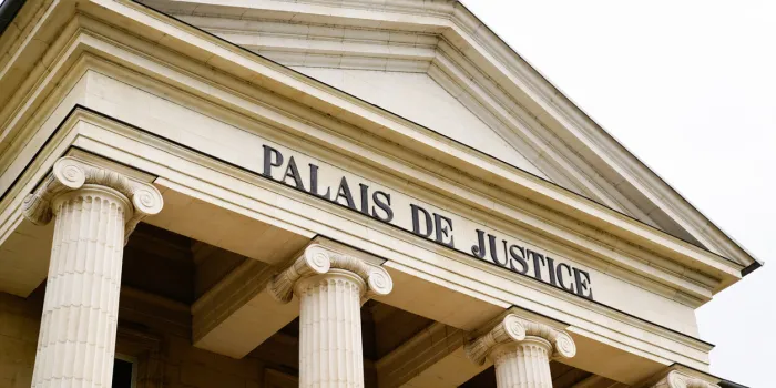 palais de justice text on ancient building means in french courthouse justice court