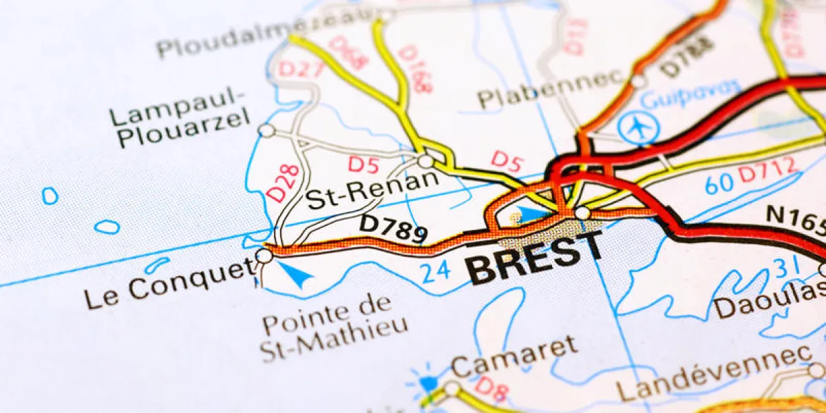 région de brest (france) sur une carte